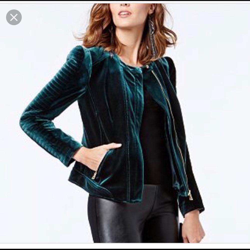 I.N.C Green Velvet Moto Jacket